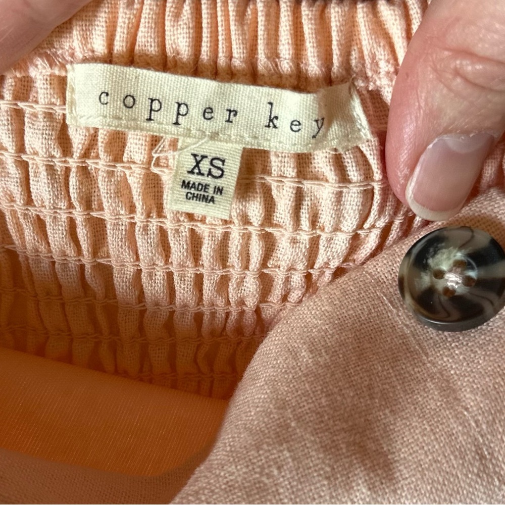Copper Key (XS) Light Pink Button-Accent Mini Dress - Picture 2 of 8